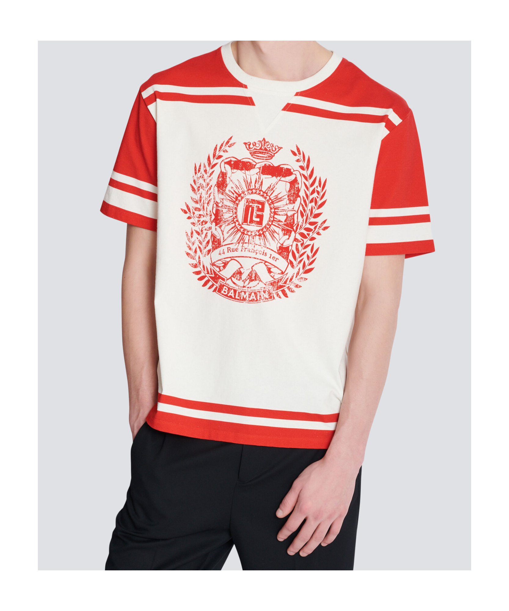Balmain Varsity Print T-shirt In Red