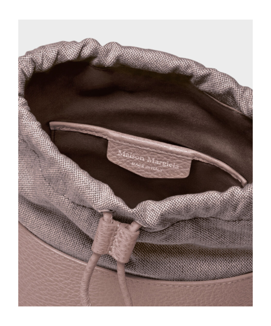 Maison Margiela Drawstring Bucket Leather Shoulder Bag In Purple