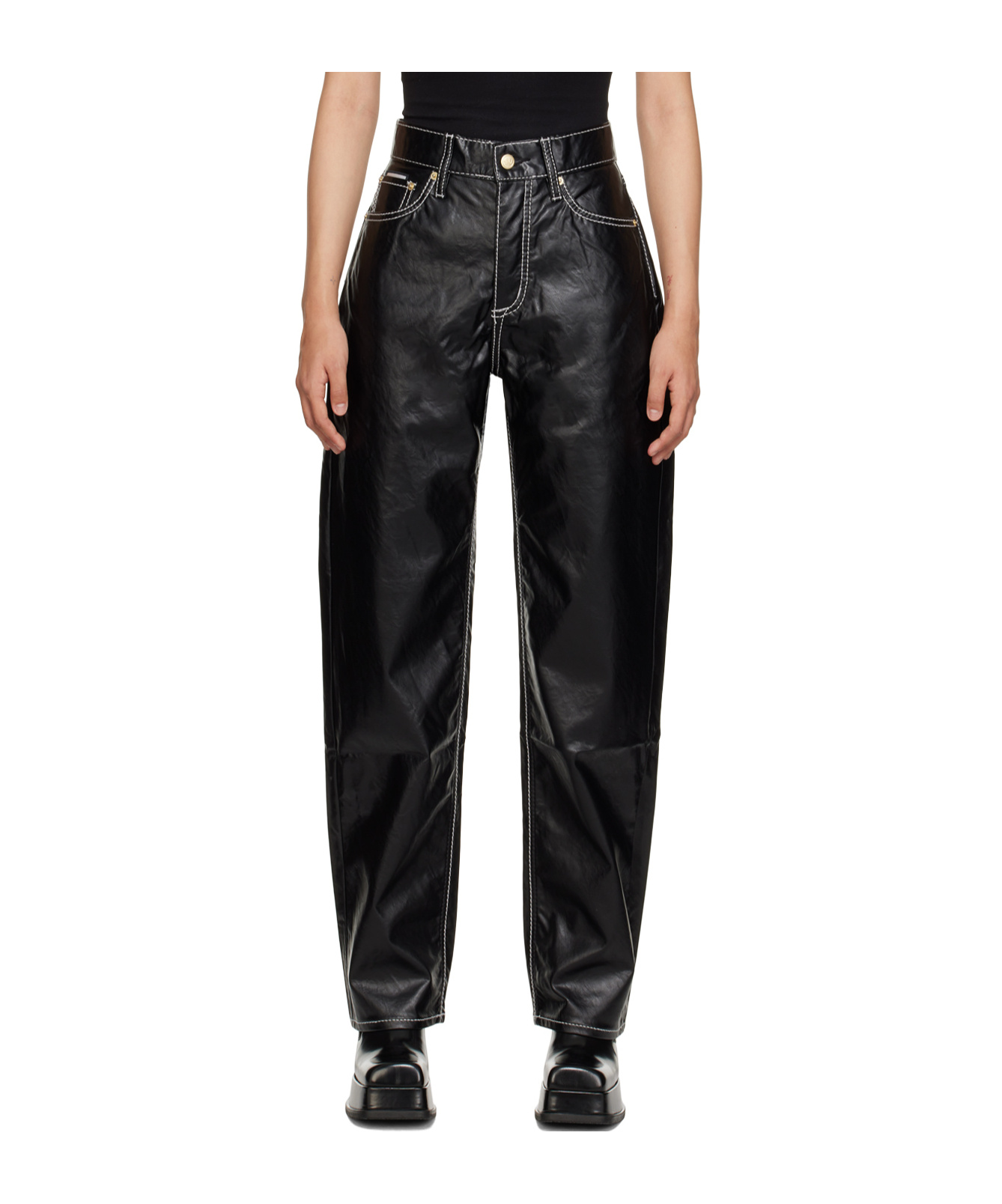 Eytys Black Benz Faux-leather Jeans In Black