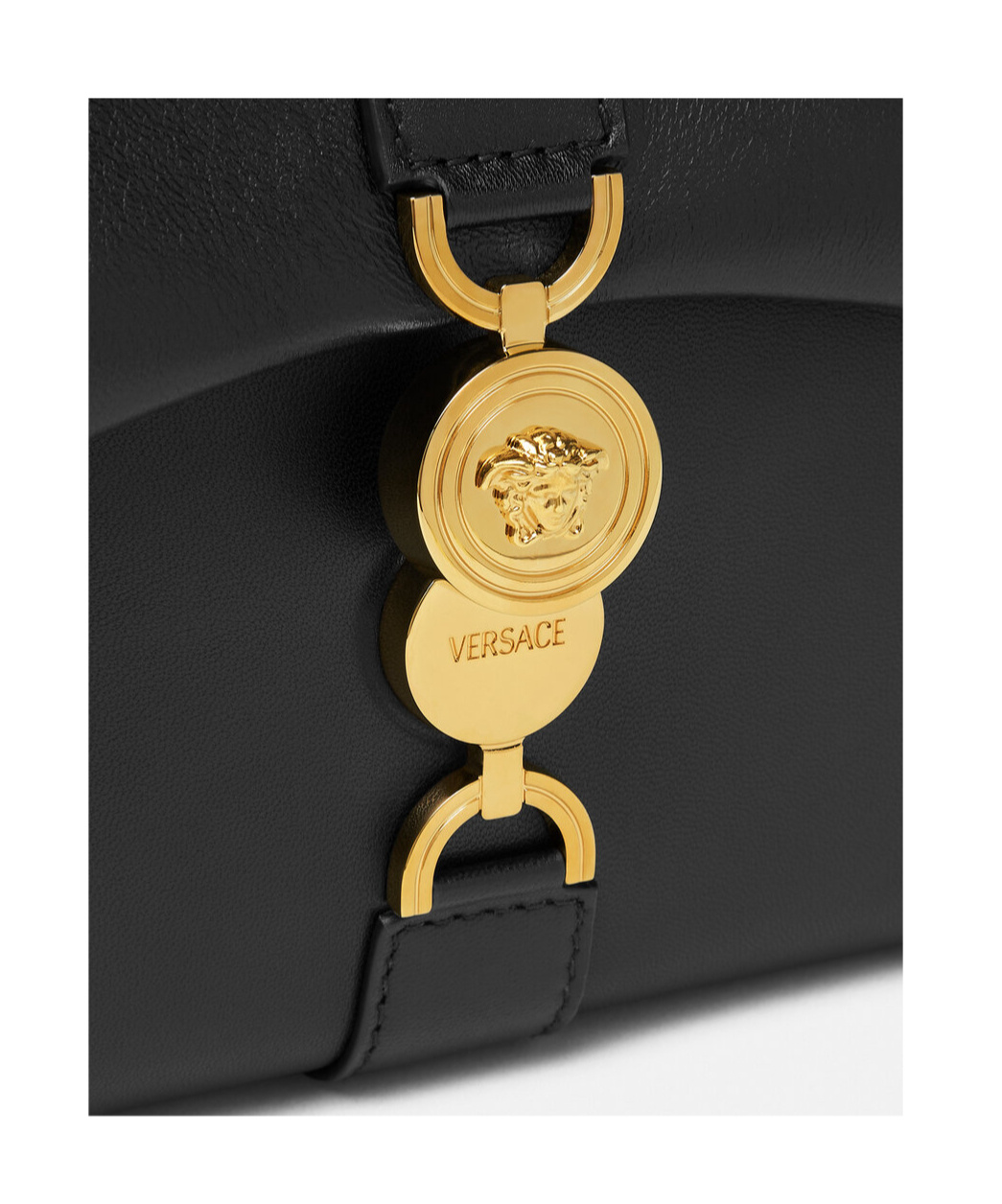 Versace Kleio Flap Leather Chain Shoulder Bag In Black