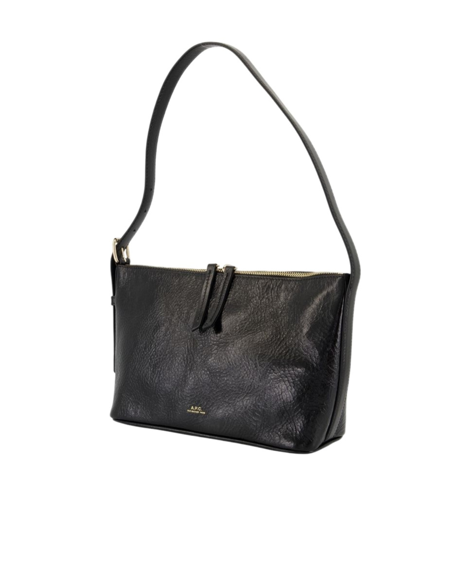 Apc Top-handle Calfskin Shoulder Bag In Black