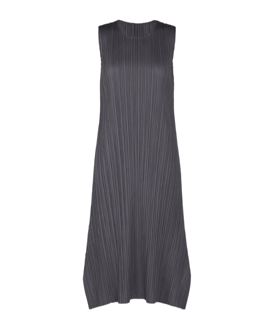 Issey Miyake Pleated Sleeveless Midi Dress In Gray