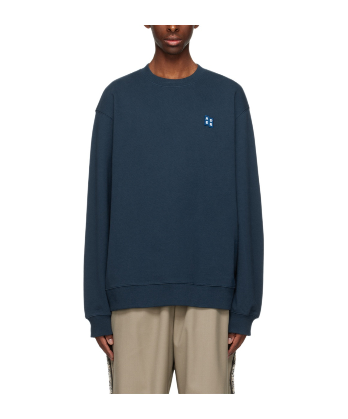 Ader Error Round Neck Hoodie In Blue