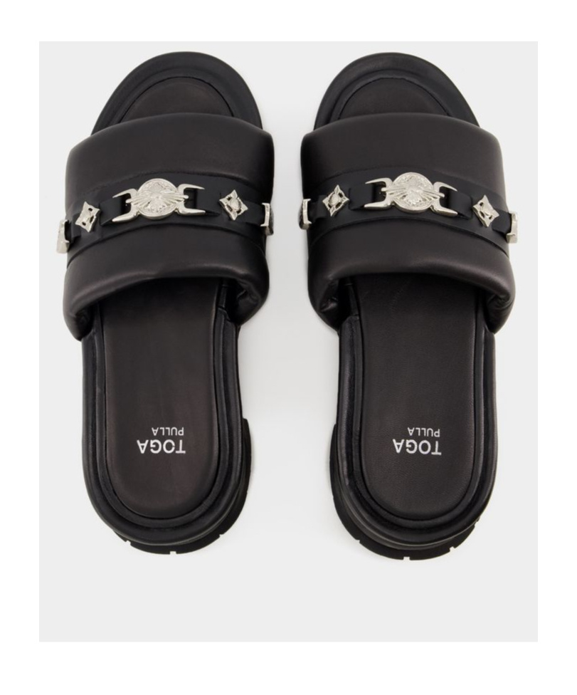 Toga Stud-embellished Flatform Sandals In Black