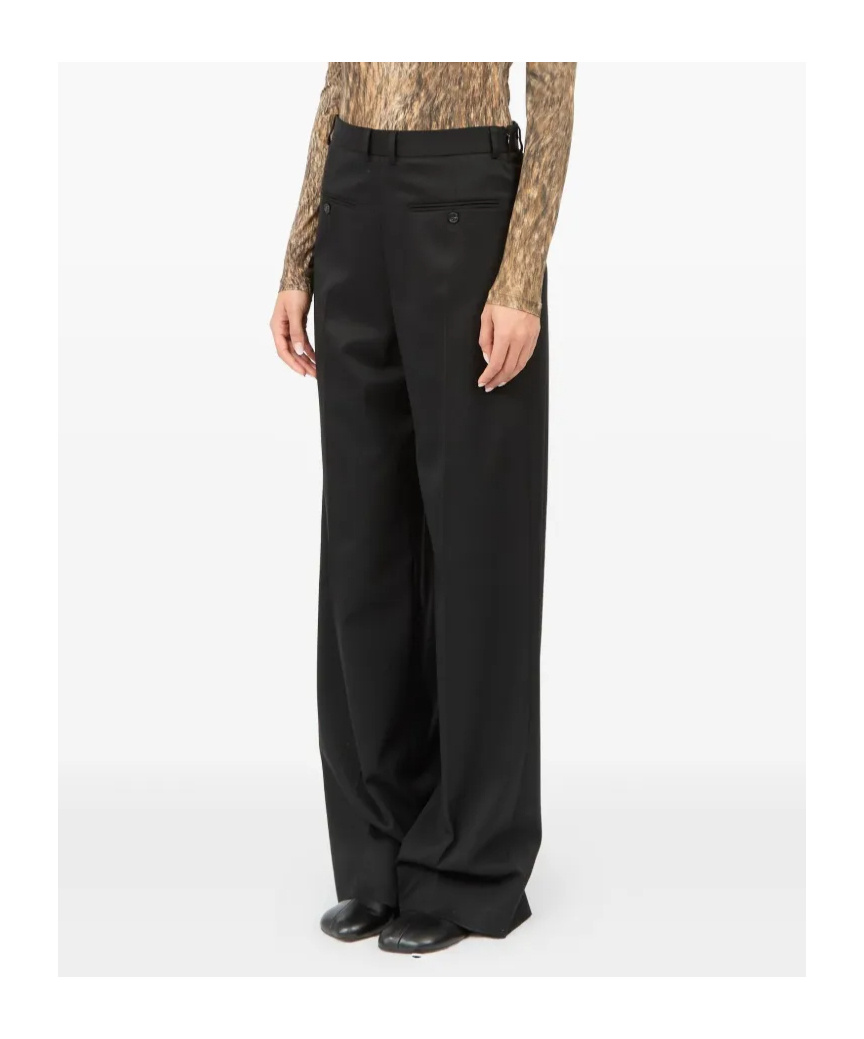 Mm6 Maison Margiela Black Virgin Wool Blend Straight Trousers In Black
