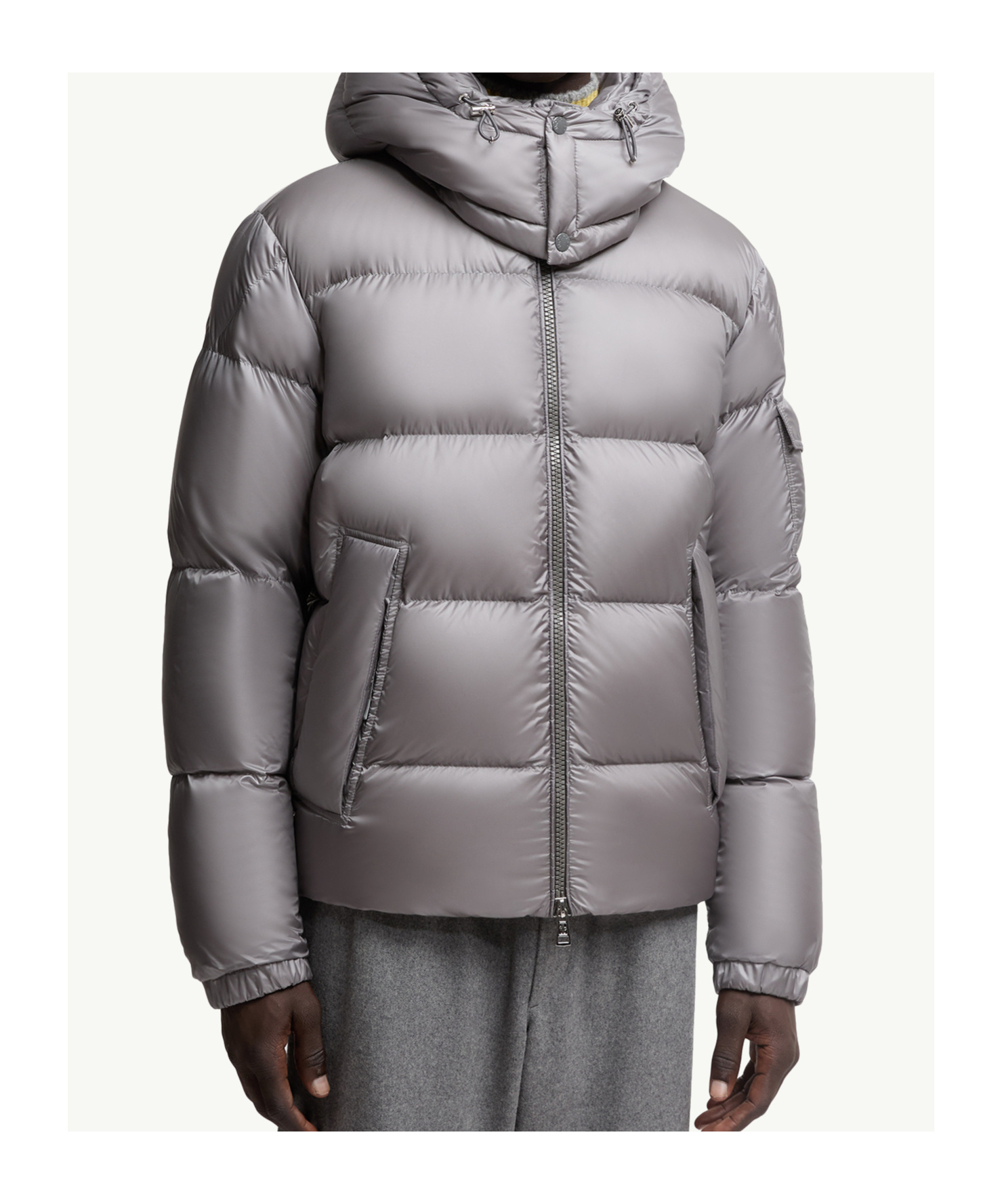 Moncler Couyere Short Down Jacket With Hood In Gray