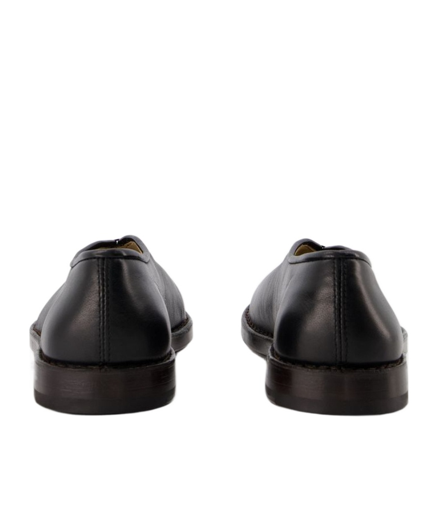 Shop Lemaire Square-toe Leather Loafers In Black