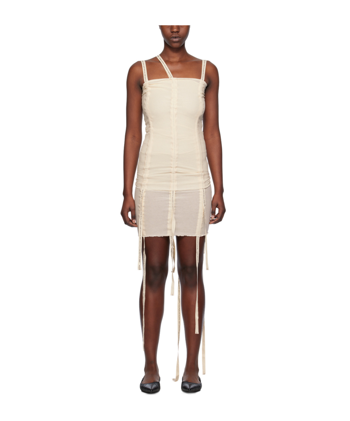 Baserange Off-white Hewn Strap Minidress In White