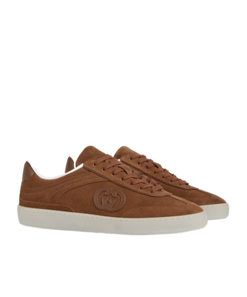Gucci Men G75 Leather Sneakers In Brown