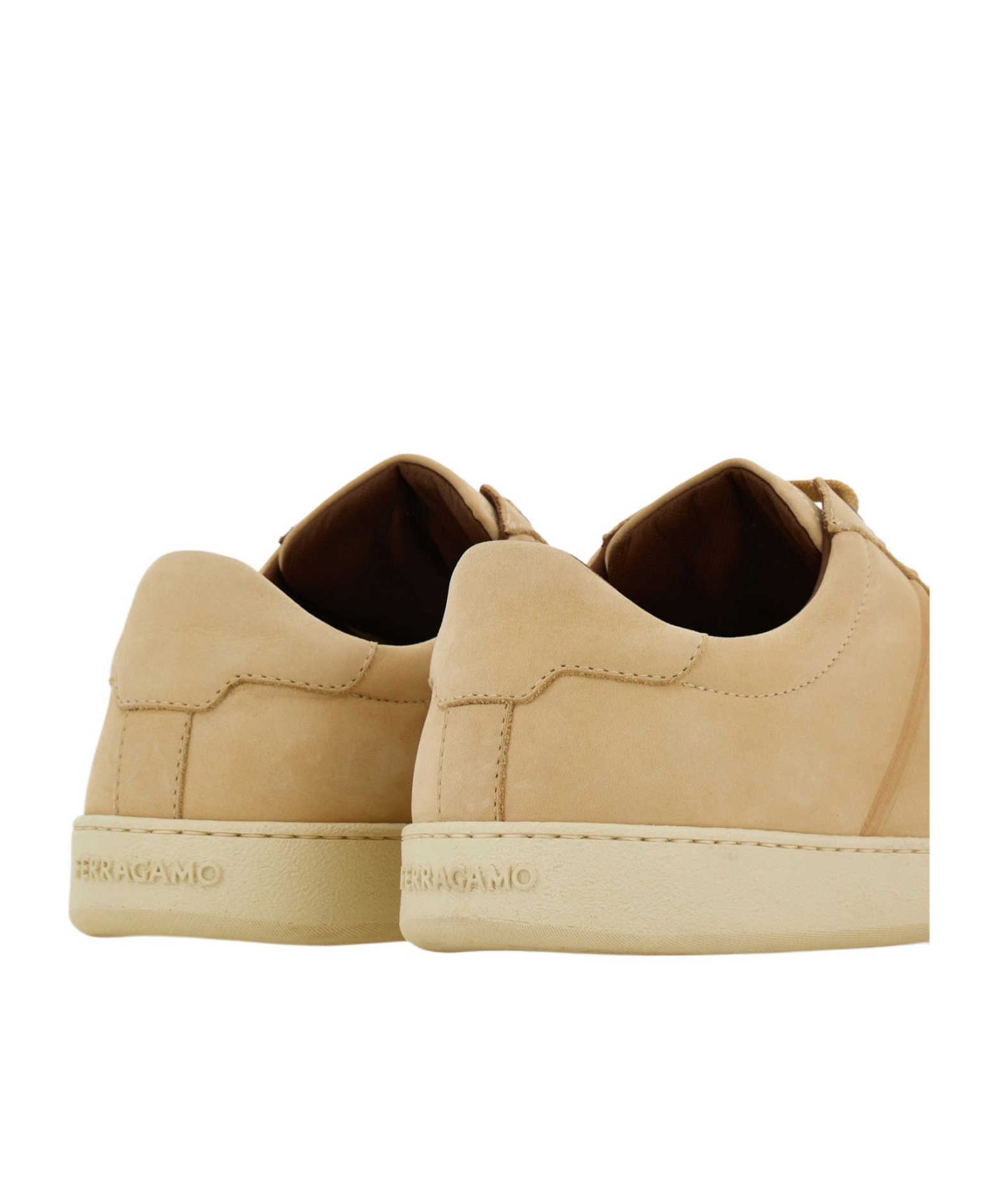 Ferragamo Men Beige Nubuck Adam Low-top Sneakers In Neutral