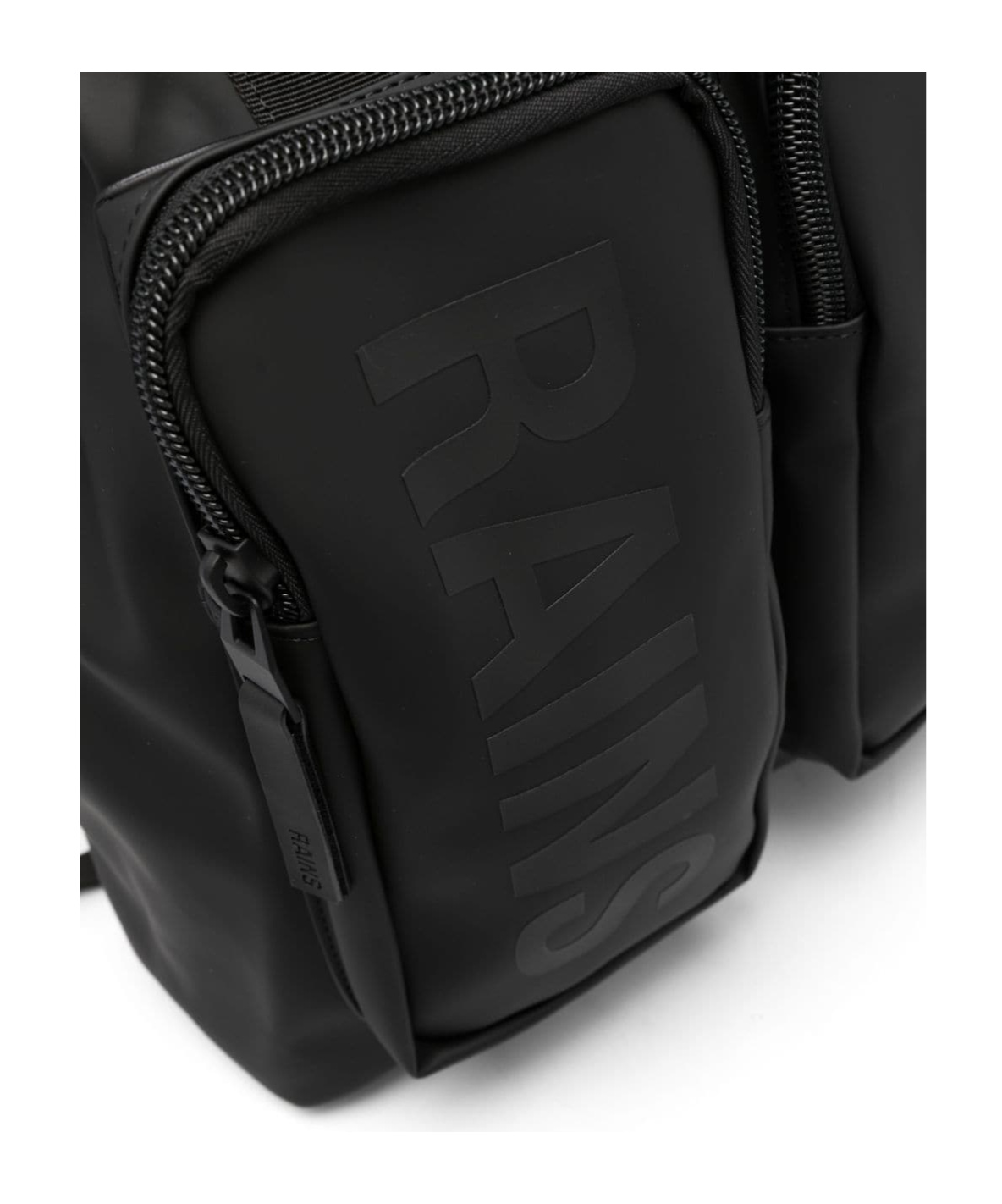 Rains Logo-print Multi-pocket Backpack In Black