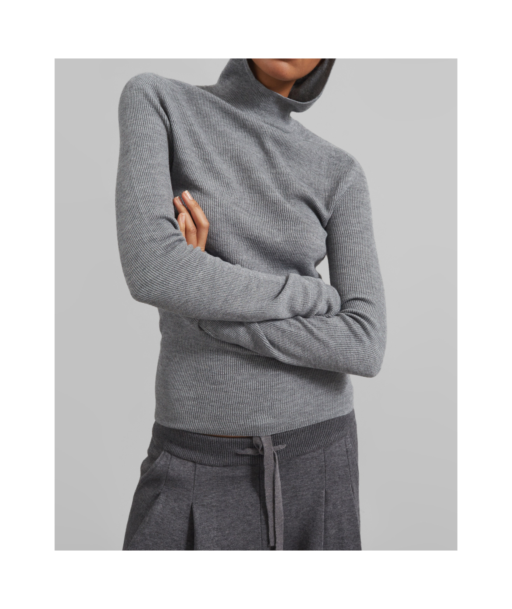 Shop The Frankie Shop Danae Hooded Knit Top - Grey
