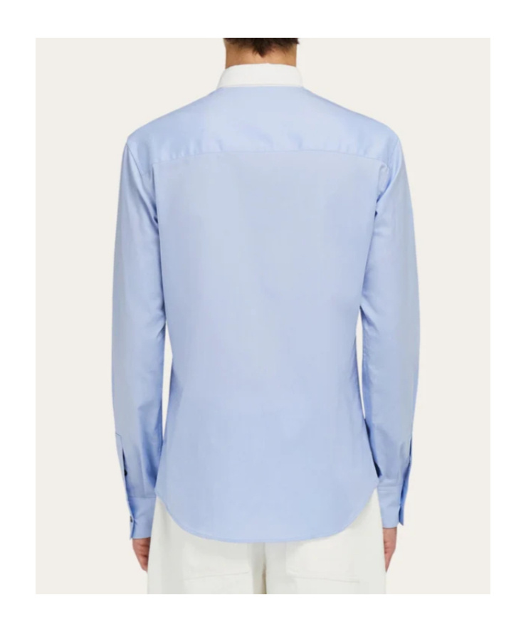 Ferragamo Button Down Oxford Shirt In Blue