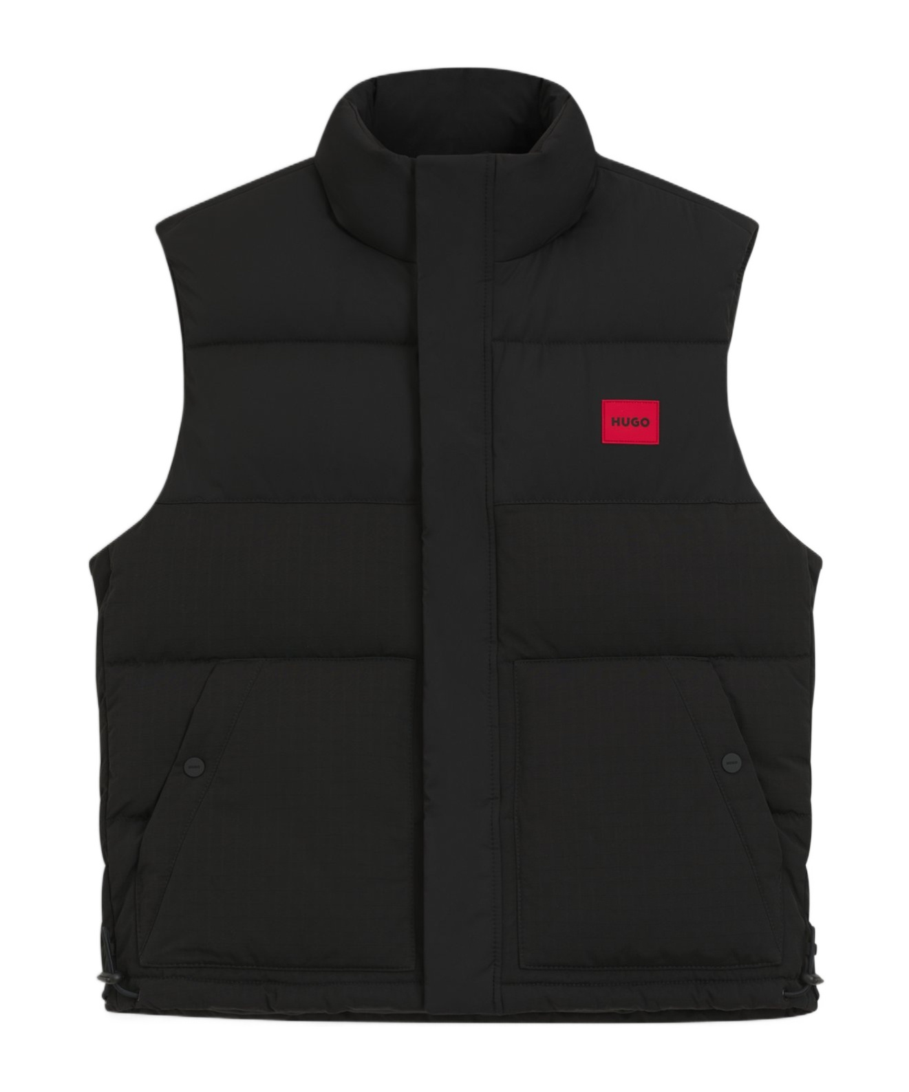 Hugo Boss Water-repellent Gilet With Logo Badge In Black