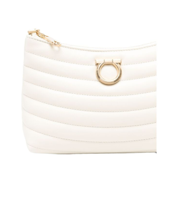 Ferragamo Mini Zipper Shoulder Bag In White