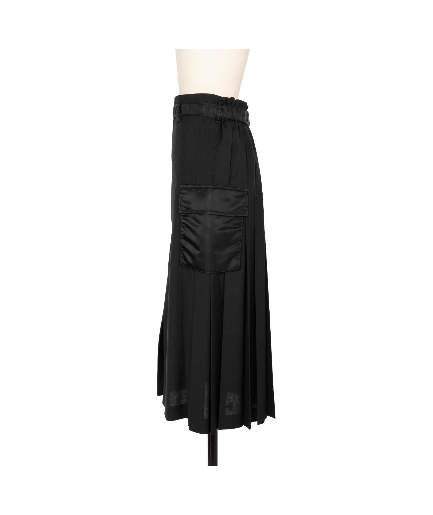 Sacai Black Suiting & Nylon Twill Midi Skirt In Black