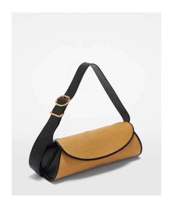 Jil Sander Small Cannolo Interwoven Raffia Shoulder Bag In Nude