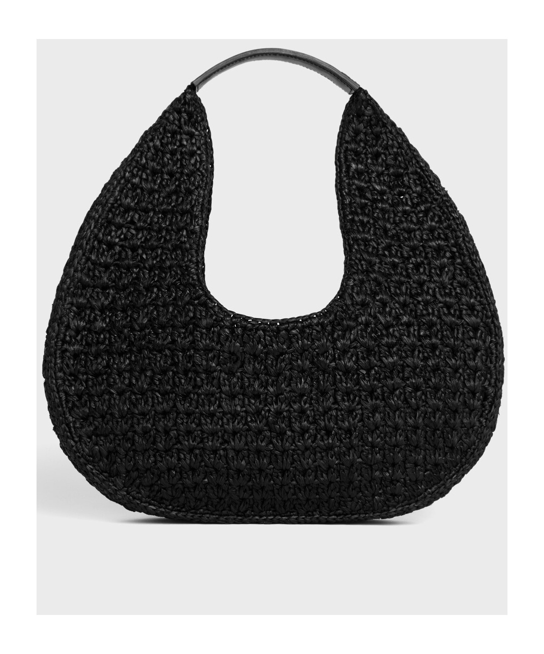 Celine Classic Panier Hobo Bag In Raffia And Calfskin In Black