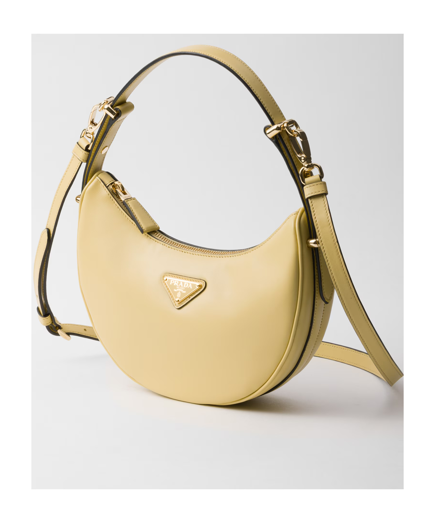 Shop Prada Arqué Leather Shoulder Bag In Nude