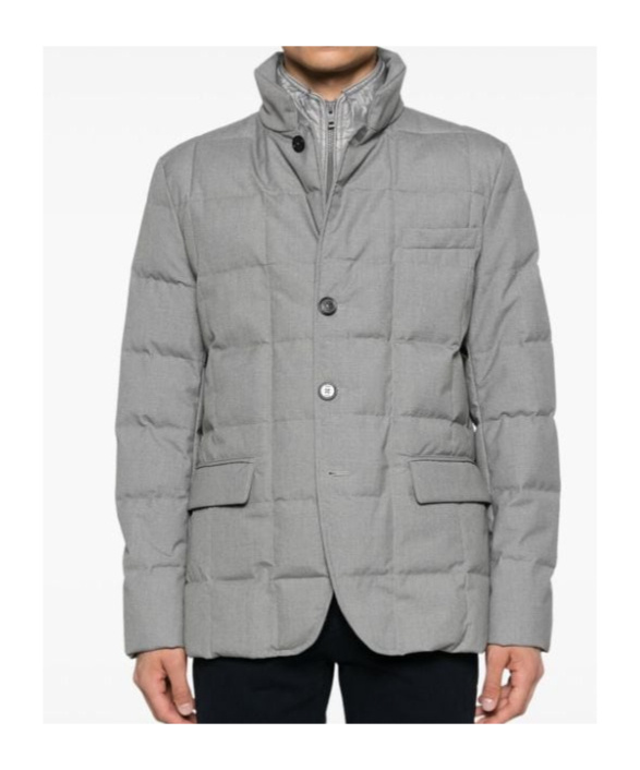 Fay Layered Design Puffer Jacket In Gray