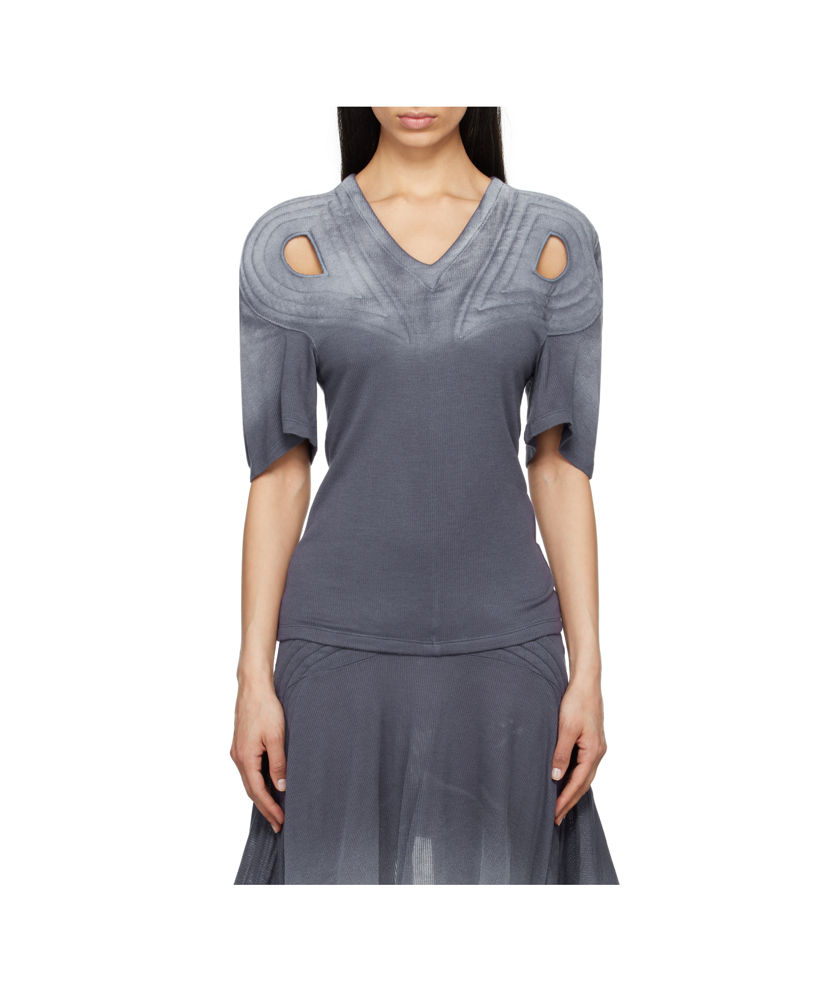 Kiko Kostadinov Navy Celritatem Padded T-shirt In Brown