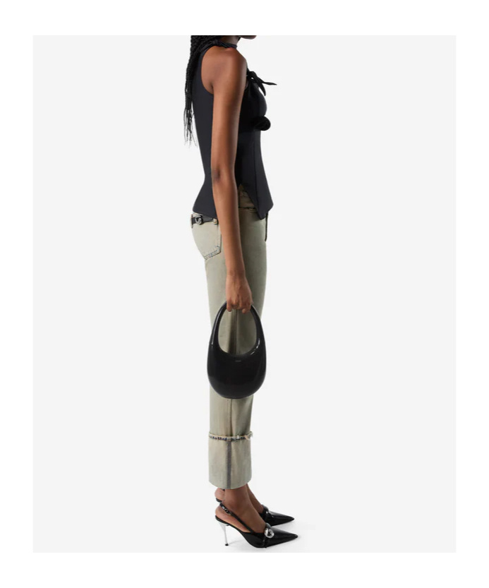 Coperni Asymmetric Stretch Jersey Top In Black