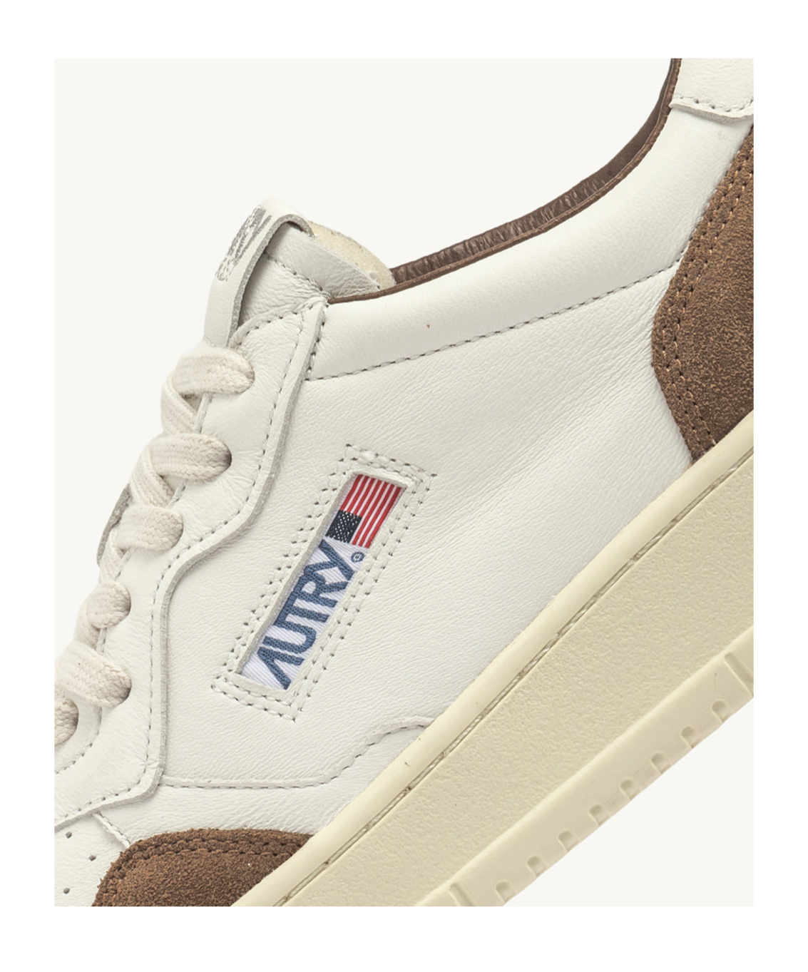 Autry Medalist Sneakers In White Leather With Brown Suede In White