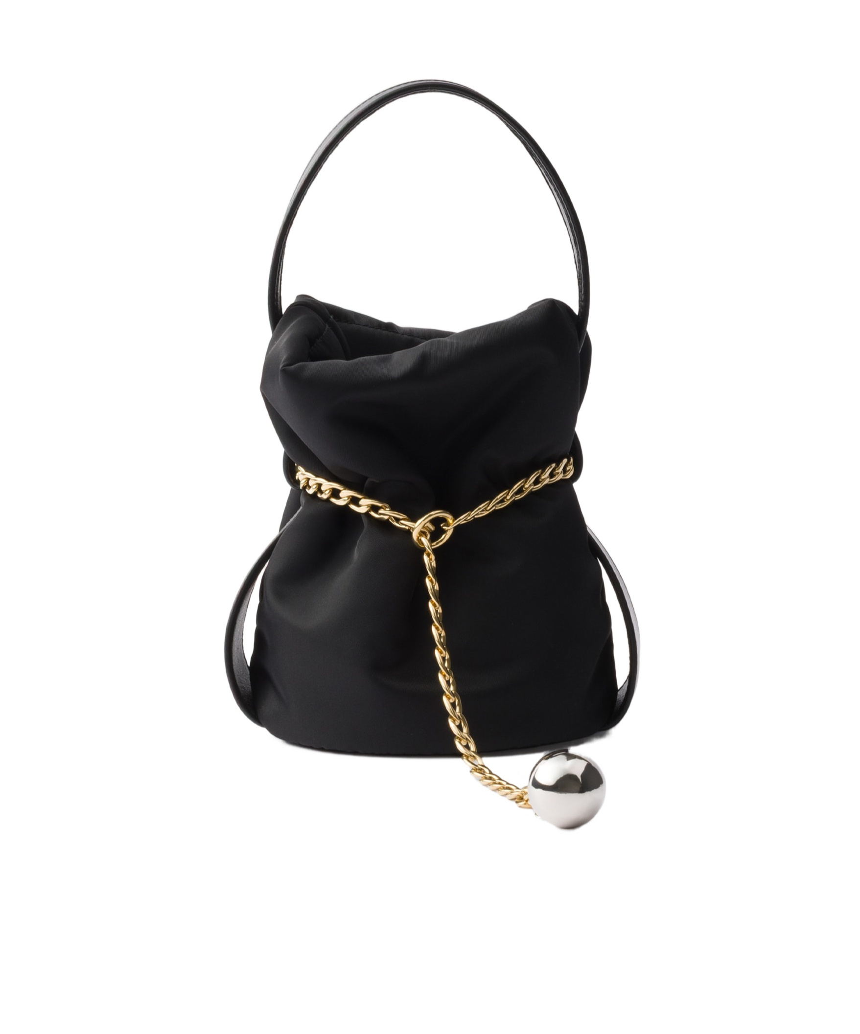 Prada Petit Sac Noir Re-nylon And Nappa Leather Mini Bucket Bag In Black