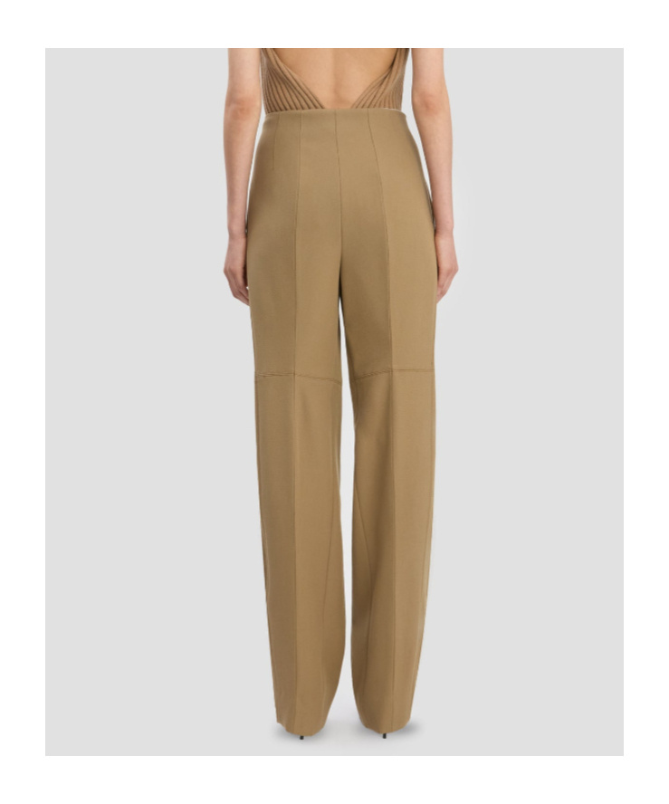 Victoria Beckham Sculptural Leg Trouser In Dark Camel In Brown