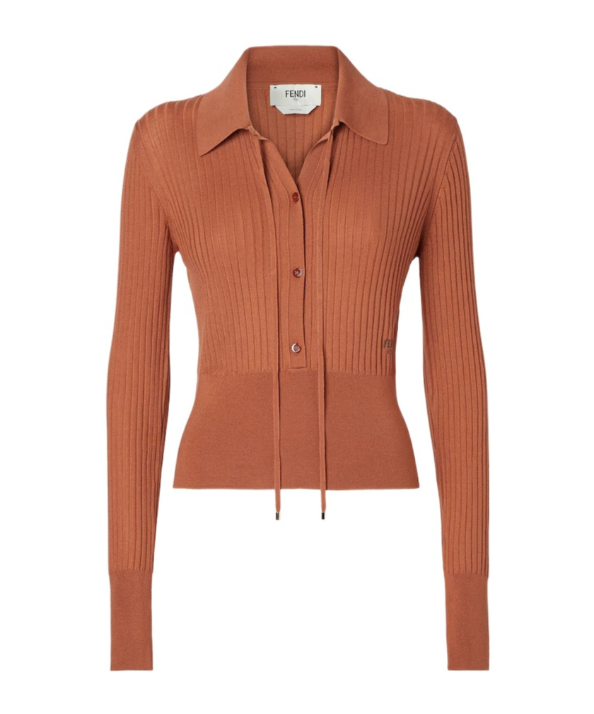 Fendi Rust Wool Sweater In Brown