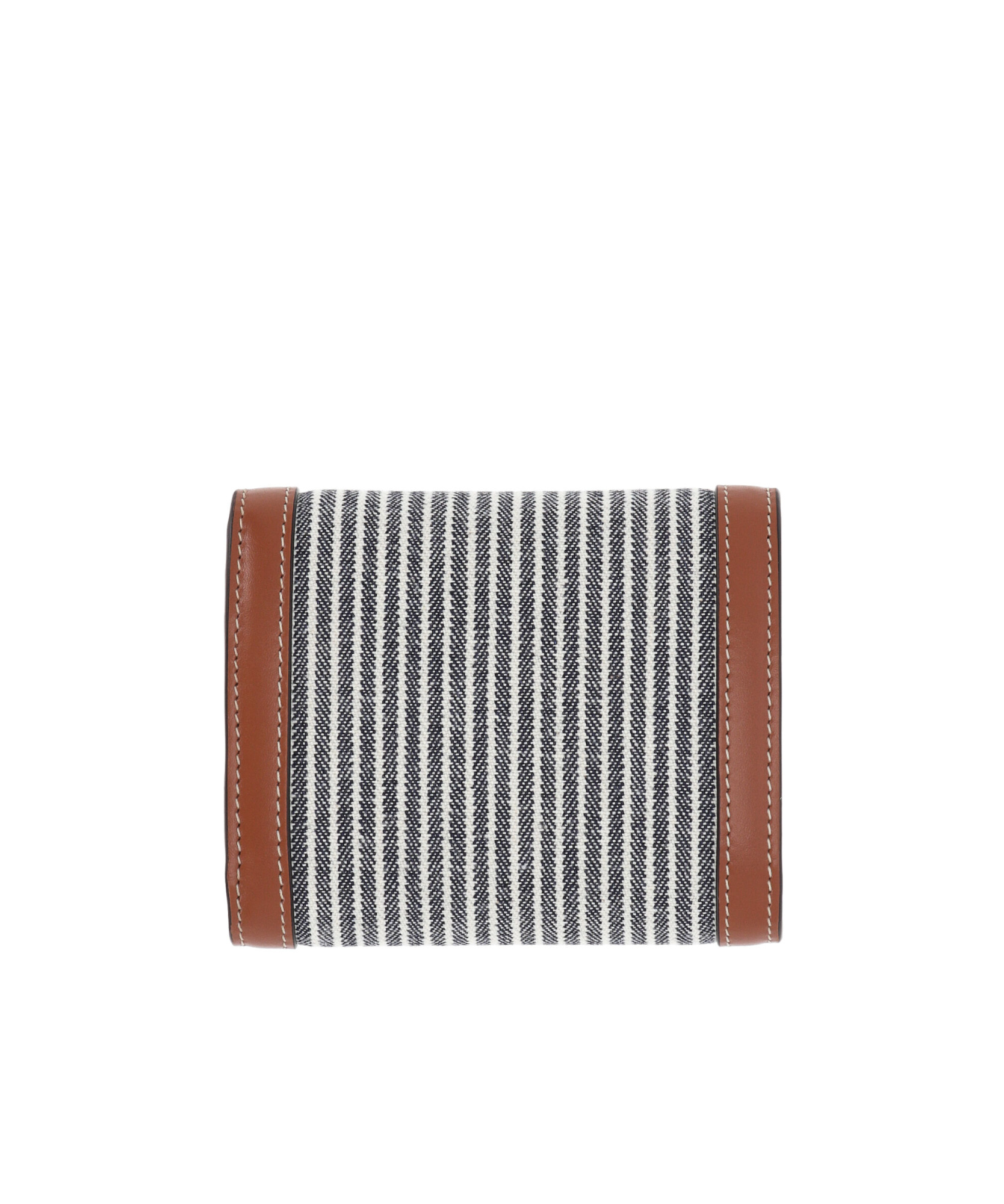 CELINE SMALL FLAP WALLET TRIOMPHE IN STRIPED TEXTILE AND CALFSKIN