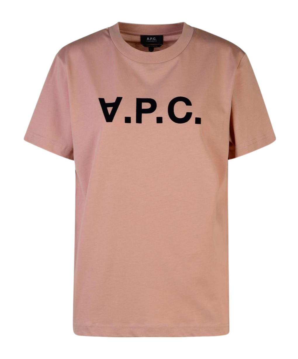 Apc A.p.c. Logo Printed Crewneck T In Nude