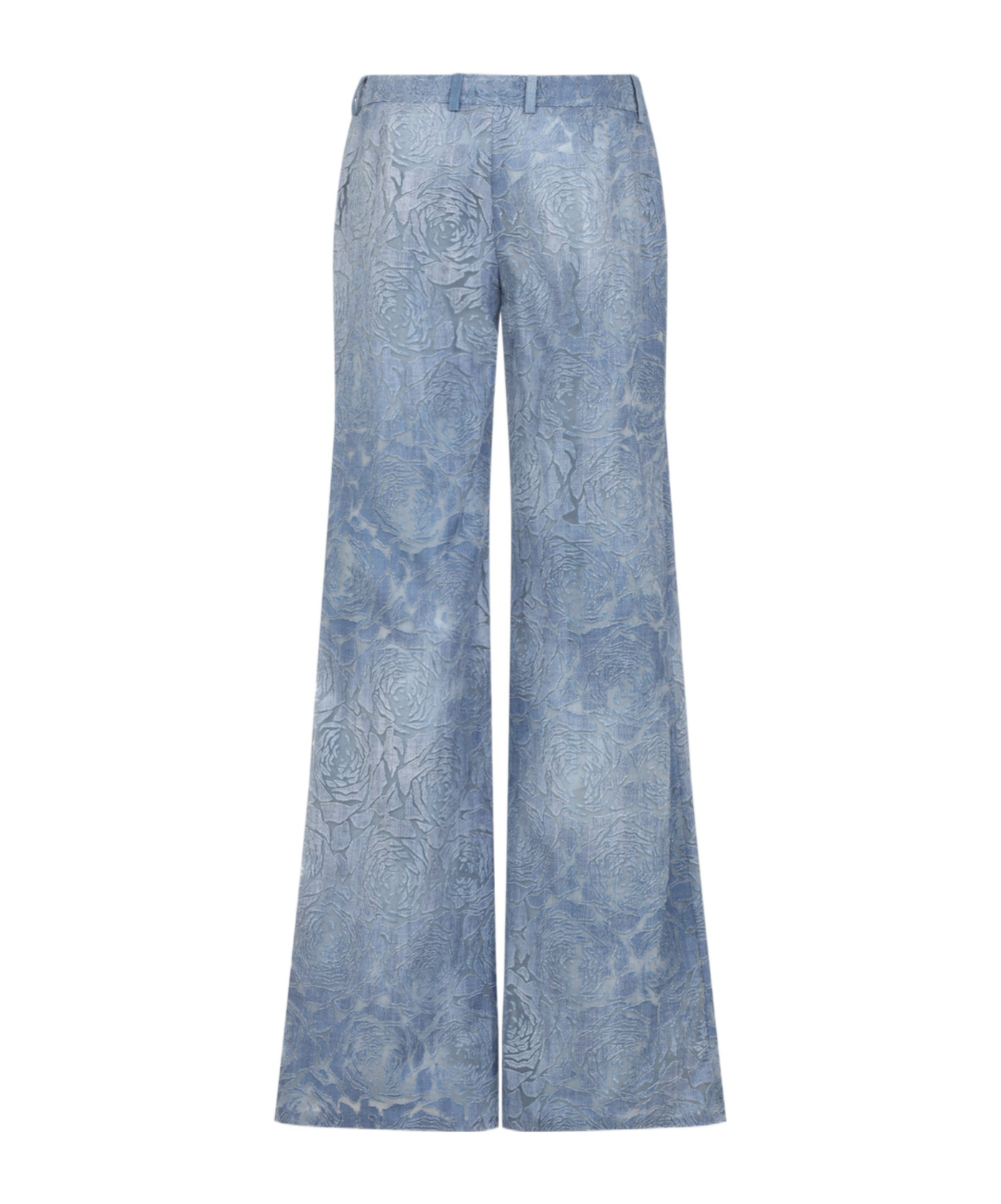 Ermanno Scervino Cotton Pants With Denim Print And Floral Pattern In Blue
