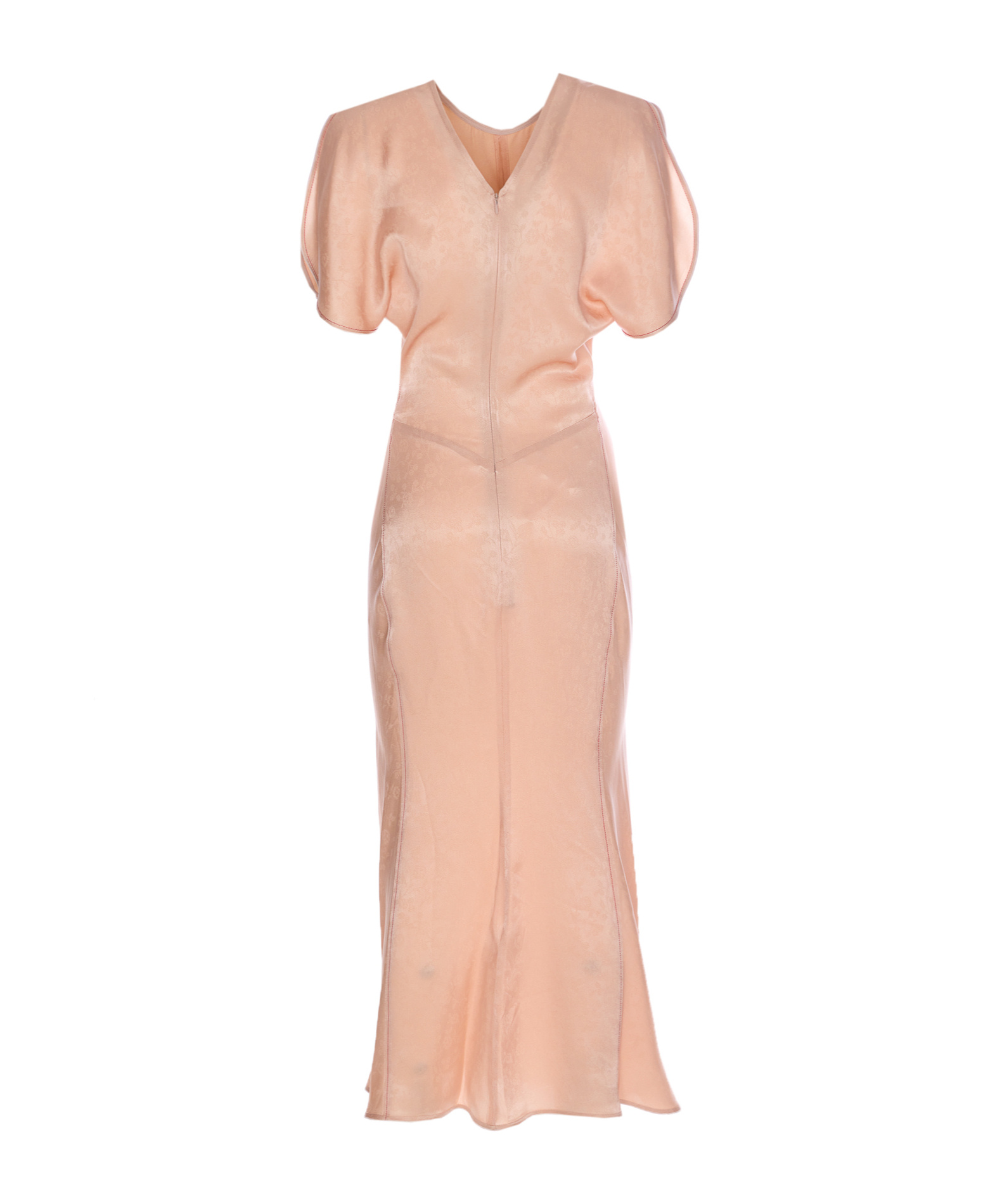 Victoria Beckham Light Pink Damask Dress With Gathering In Nude
