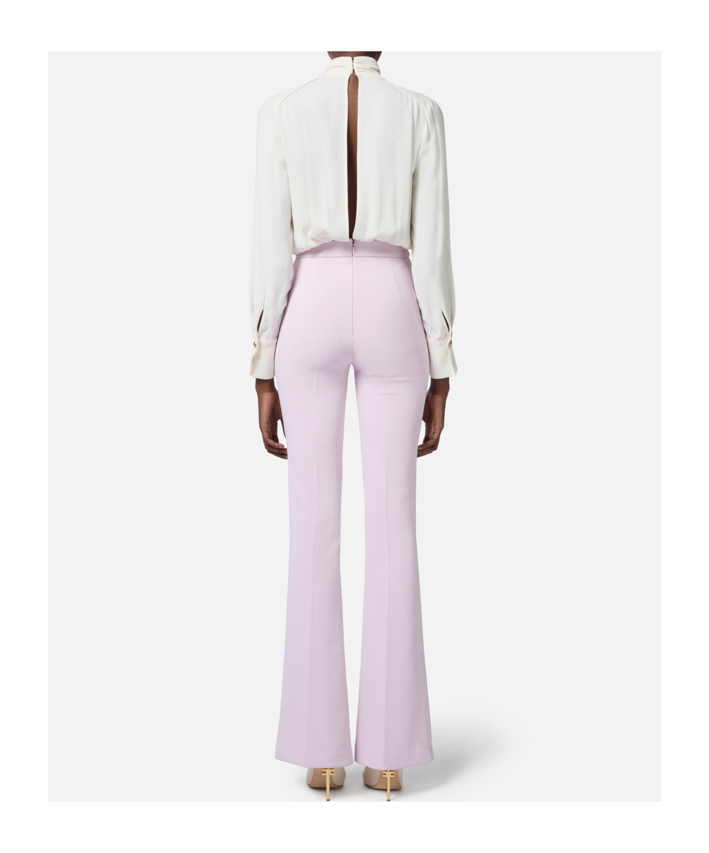Elisabetta Franchi Georgette Jumpsuit In White