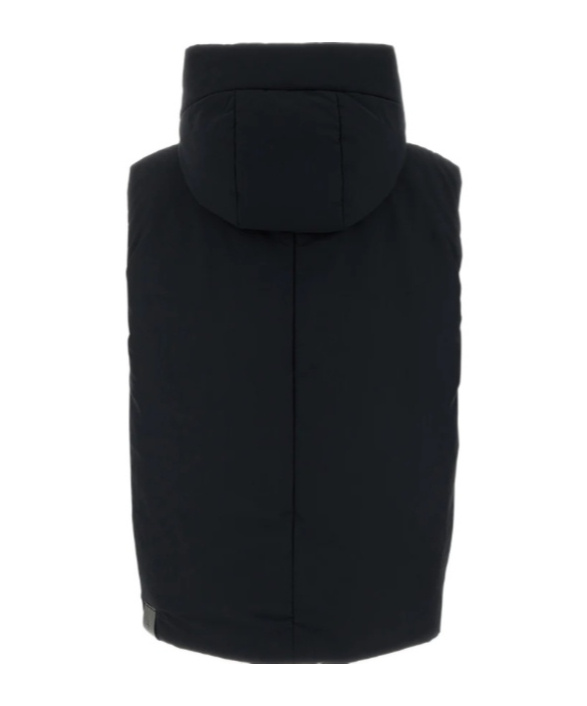 Jil Sander Insulated Sleeveless High Collar Jacket In Black