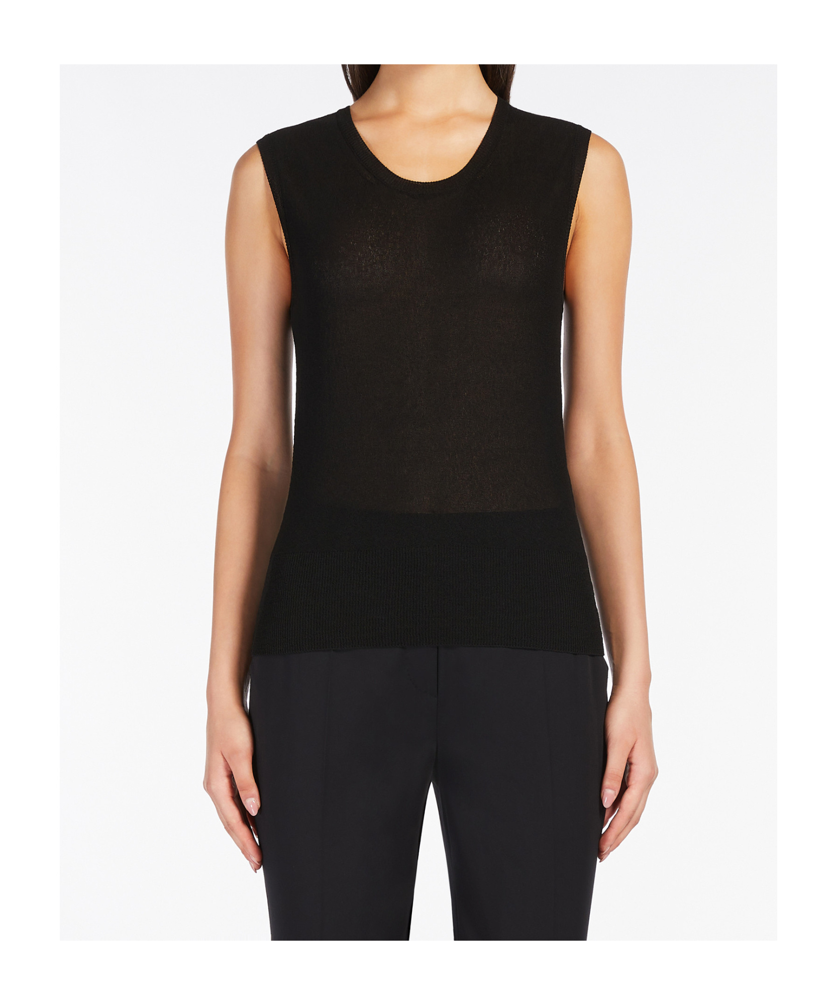 Max Mara Studio Pedone Sleeveless Knitted Top In Black