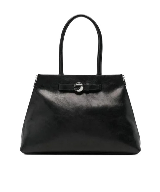 Coperni Structured Trapezoidal Black Calfskin Shoulder Bag In Purple