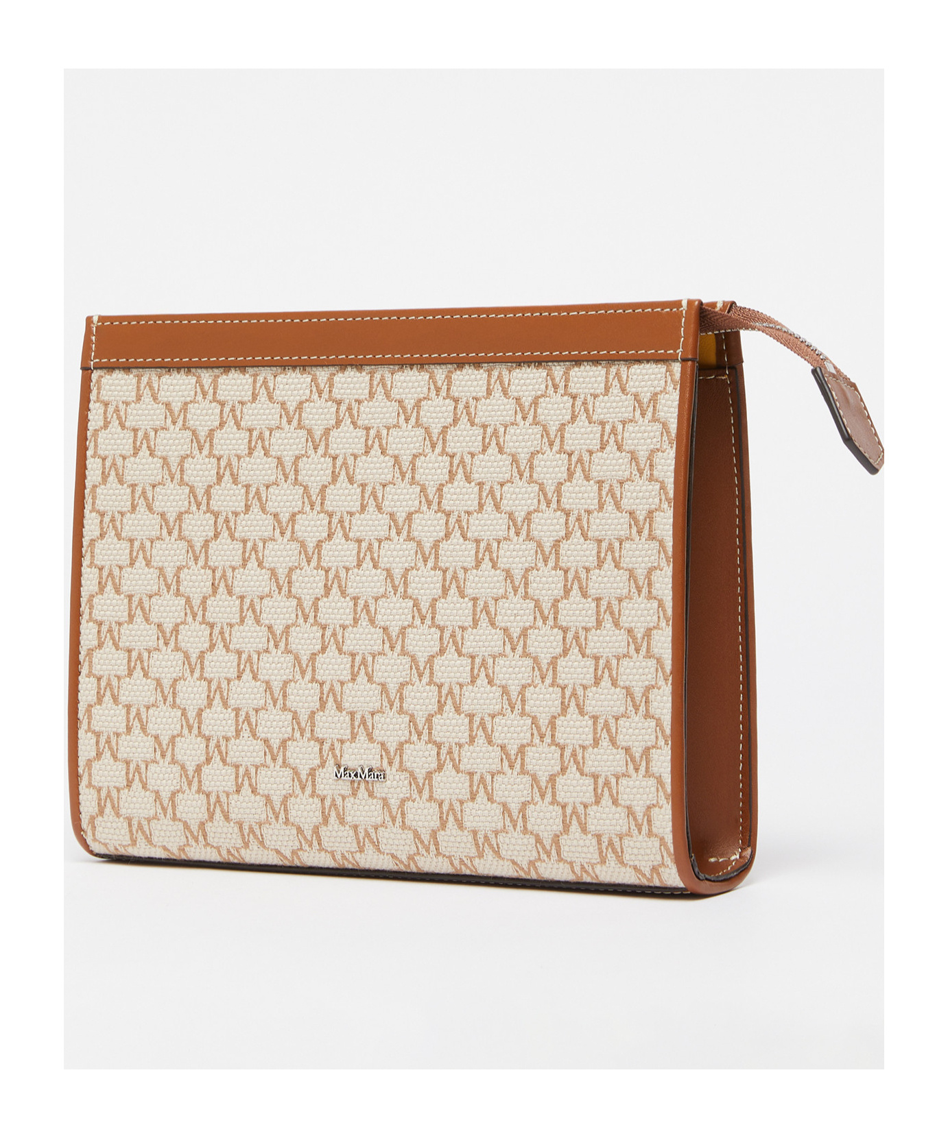 Max Mara Cotton Jacquard Small Pouch In Hazelnut Brown