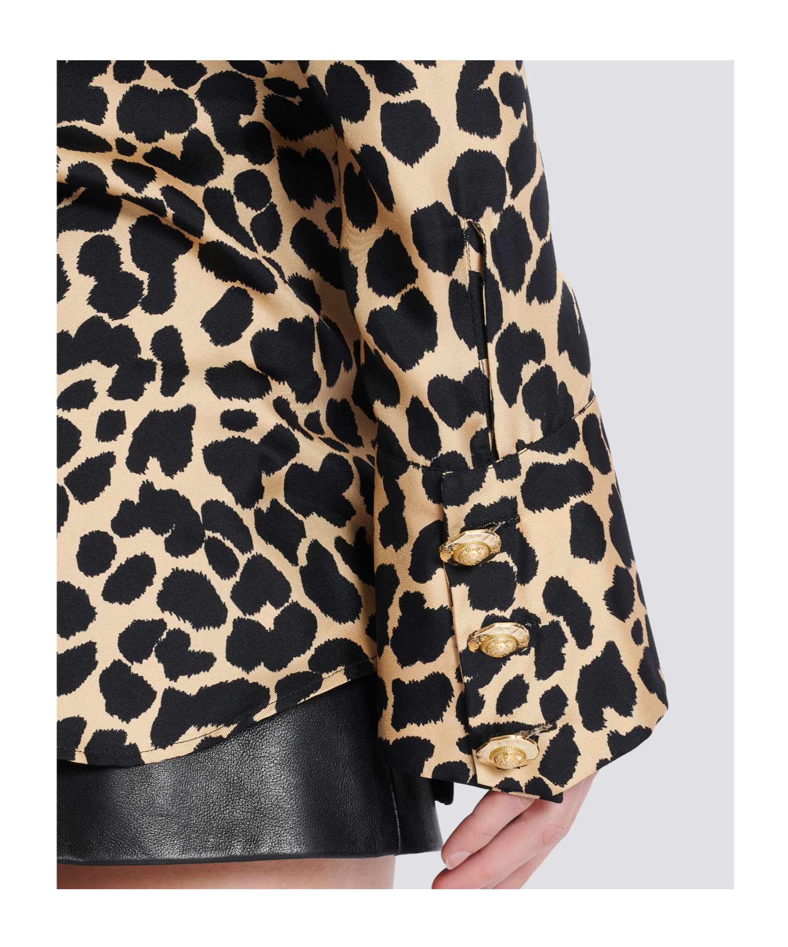 Balmain Jabot Collar Leopard Print Shirt In Multi