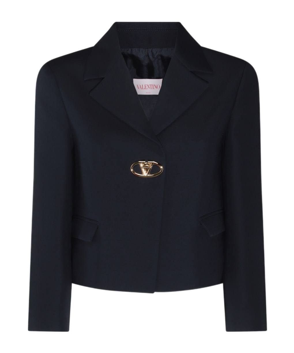 Valentino Vlogo Single-breasted Wool Blazer In Black