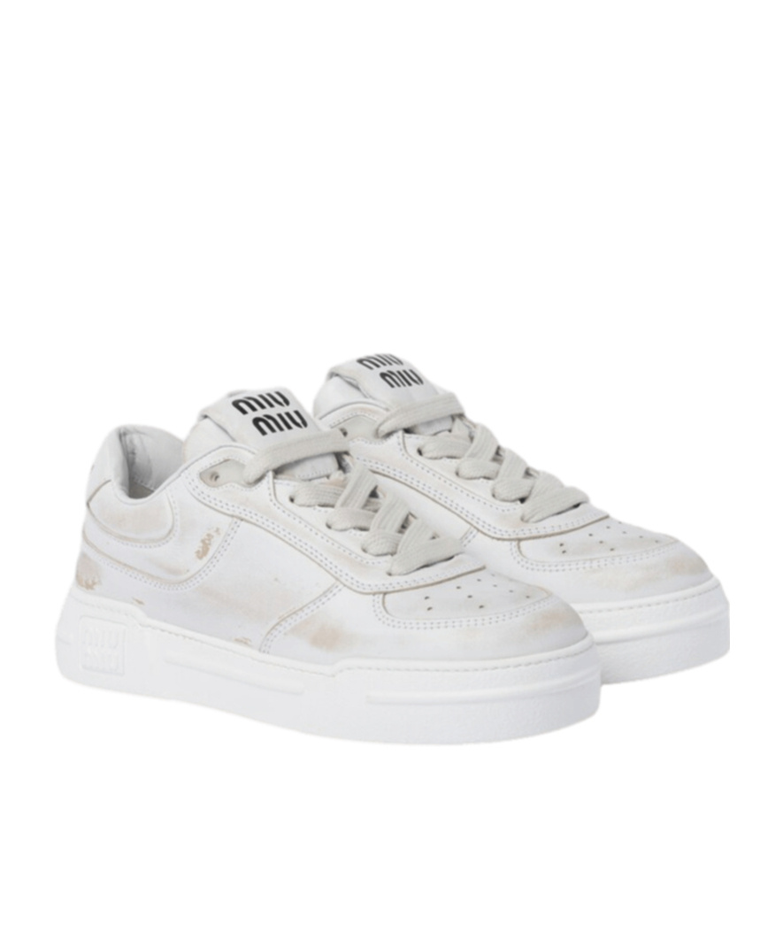 Shop Miu Miu Lace-up Low-cut Casual Shoes In White