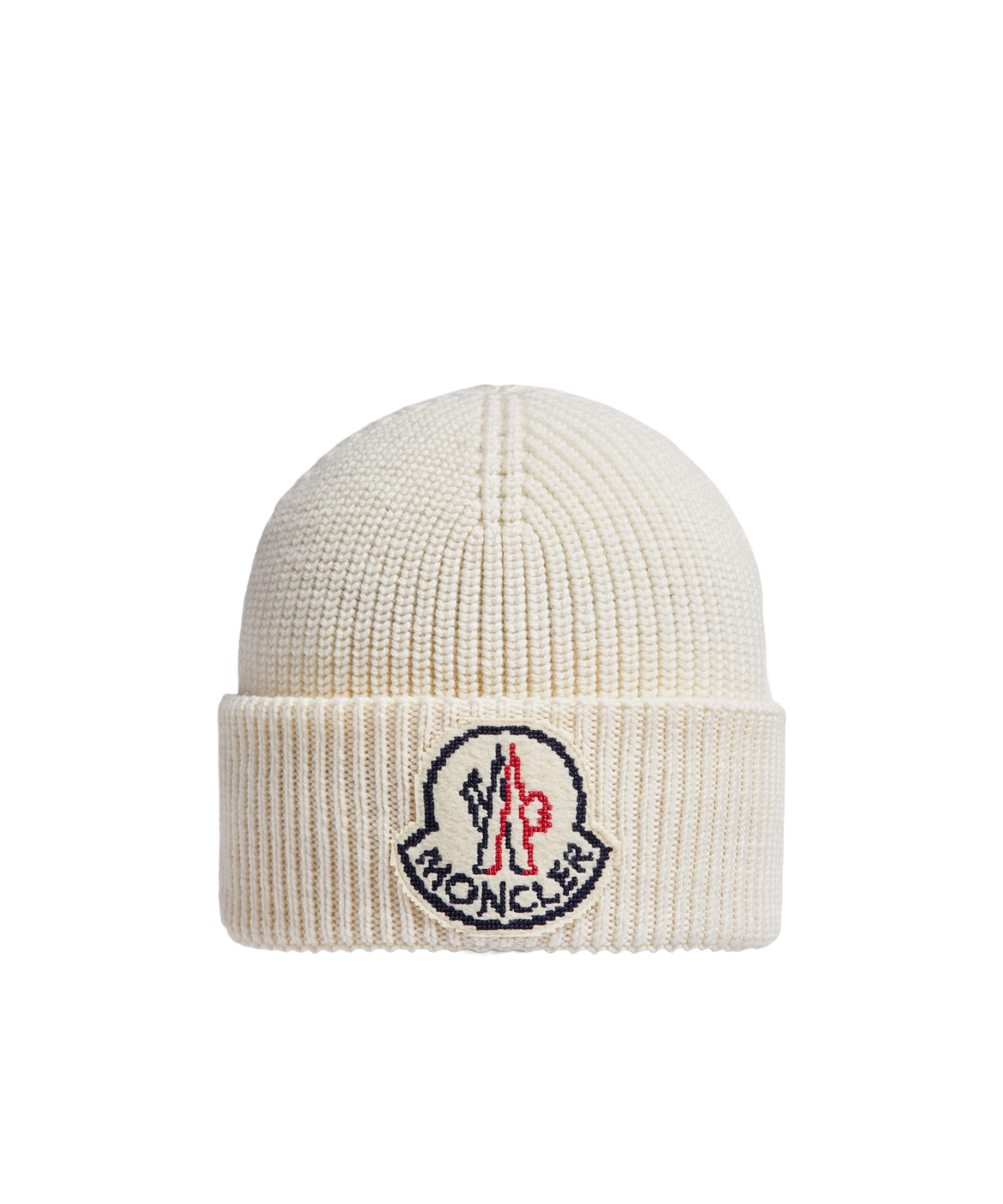 Moncler Logo-patch Wool Beanie Hat In White