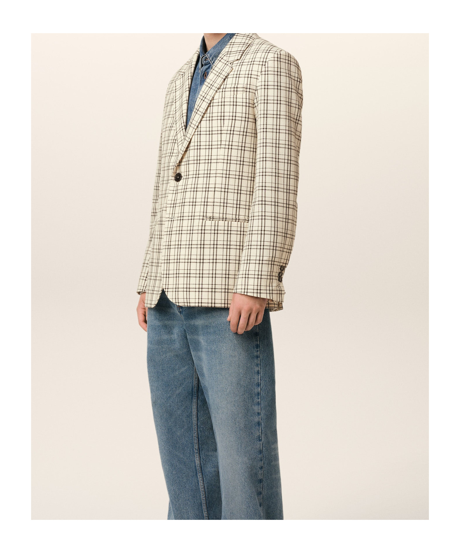 Ami Alexandre Mattiussi Checked Suit Coat In Nude