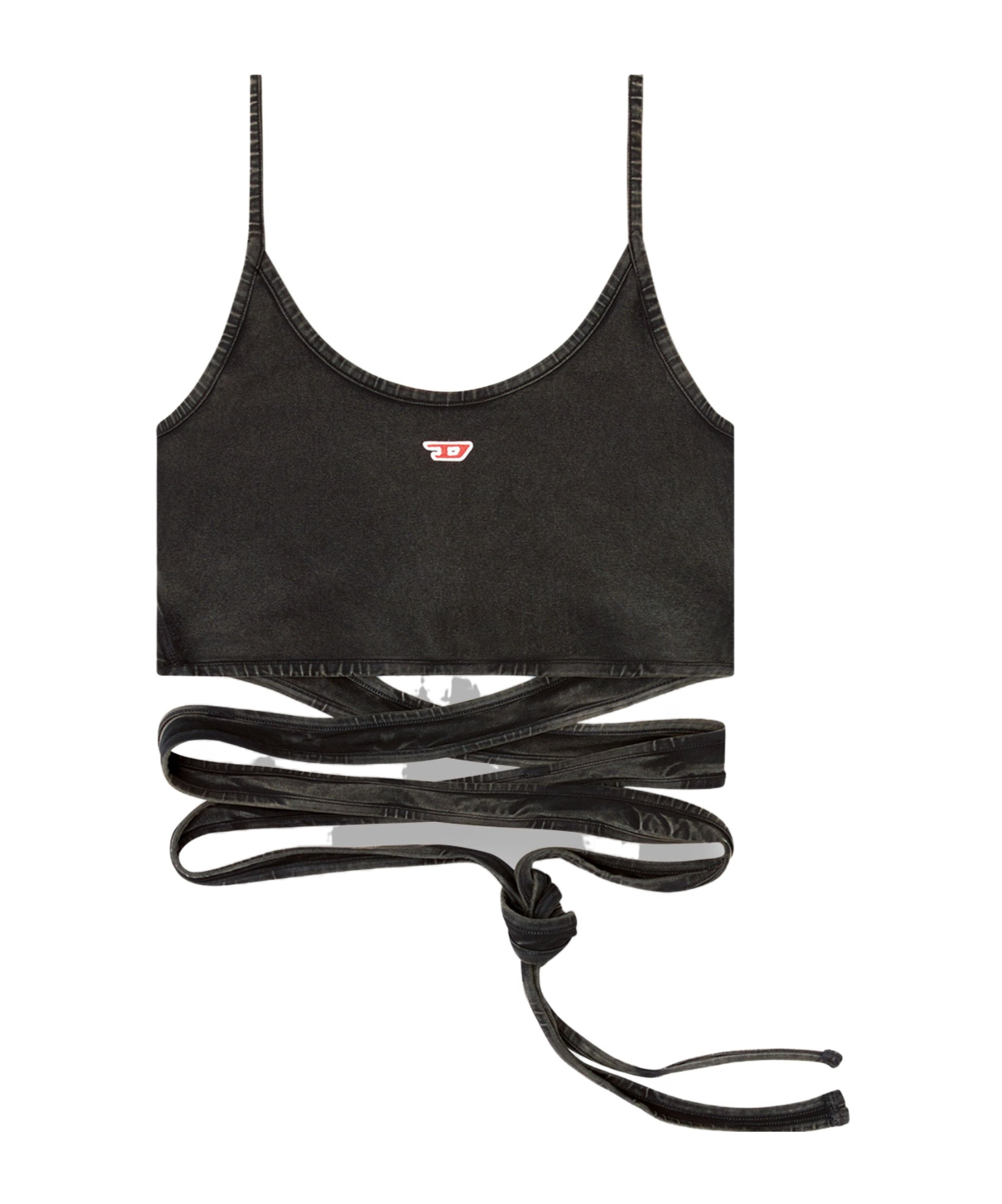 Diesel Denim-look Vest Top With Wrap Ties In Black