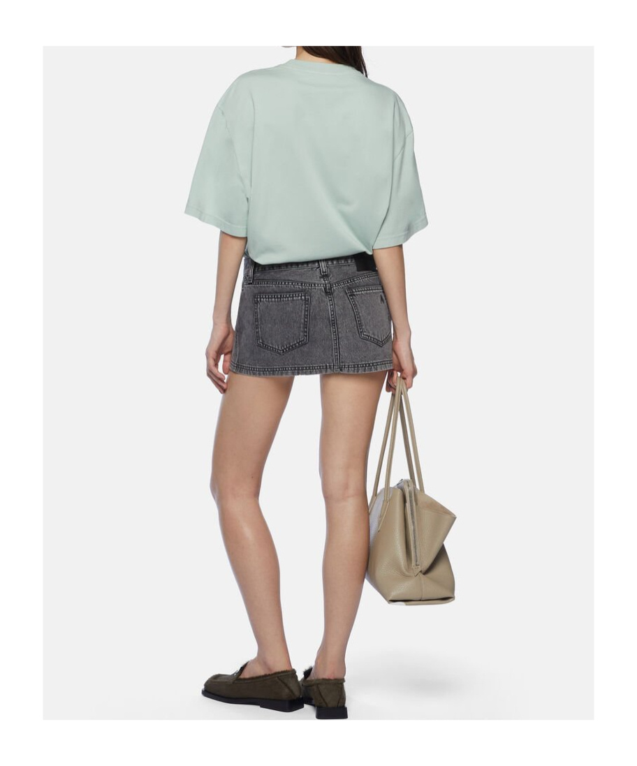 Attico Gray High-waisted Slim Fit Denim Mini Skirt In Black