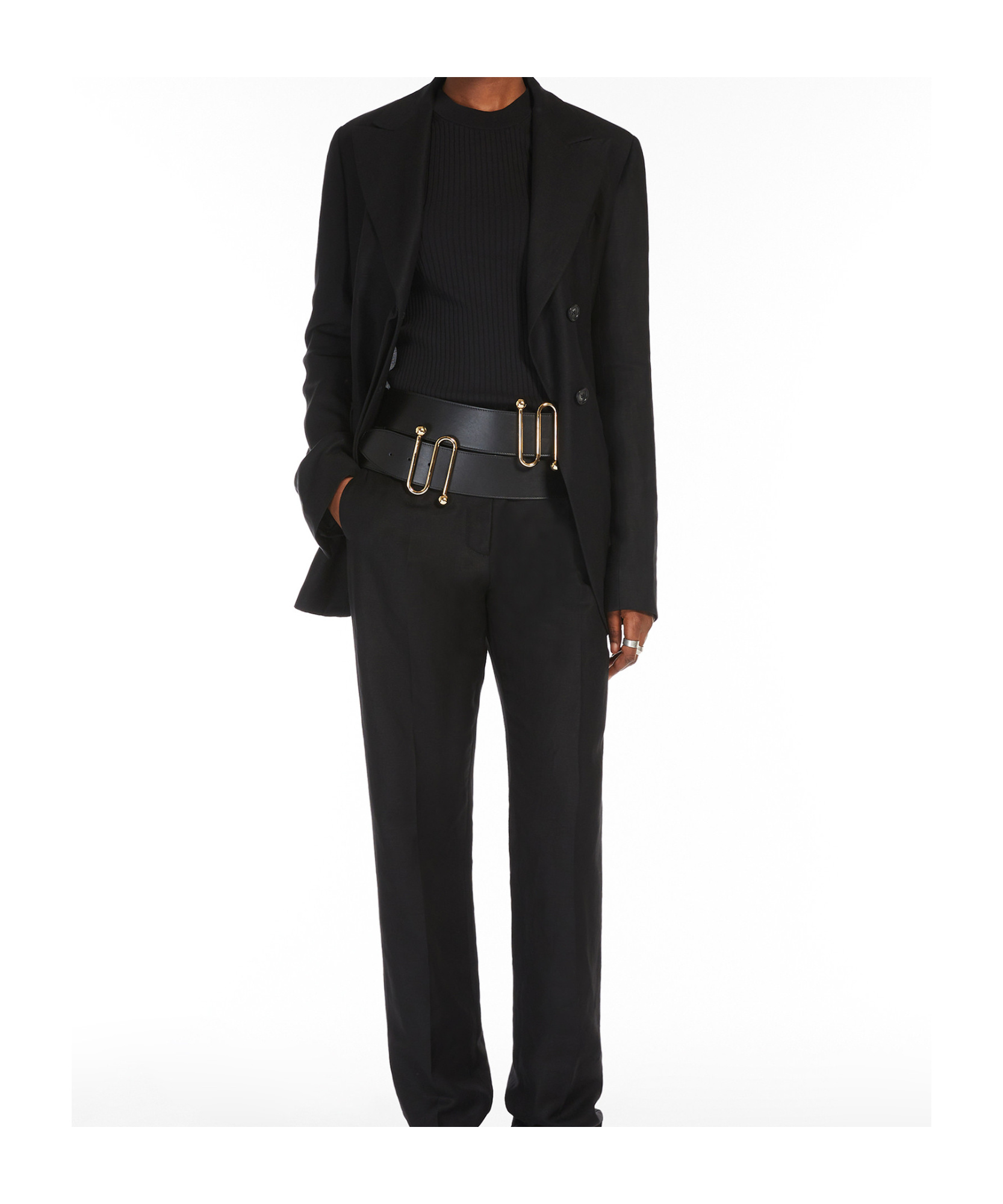 Sportmax Linen And Viscose Twill Blazer In Black