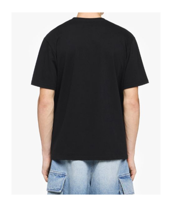 Jw Anderson Men Black Crewneck T-shirt With Logo Lettering Embroidery On The Front In Cotton Man In Black