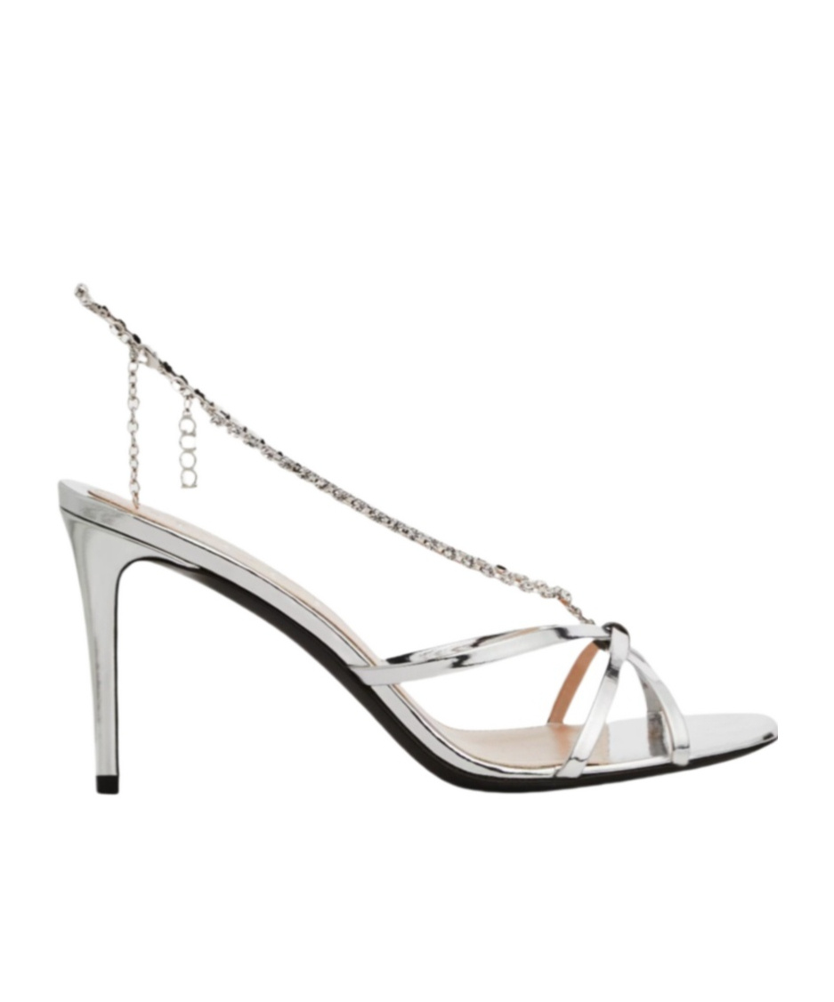 Gucci Crystal Chain High-heeled Sandals In White