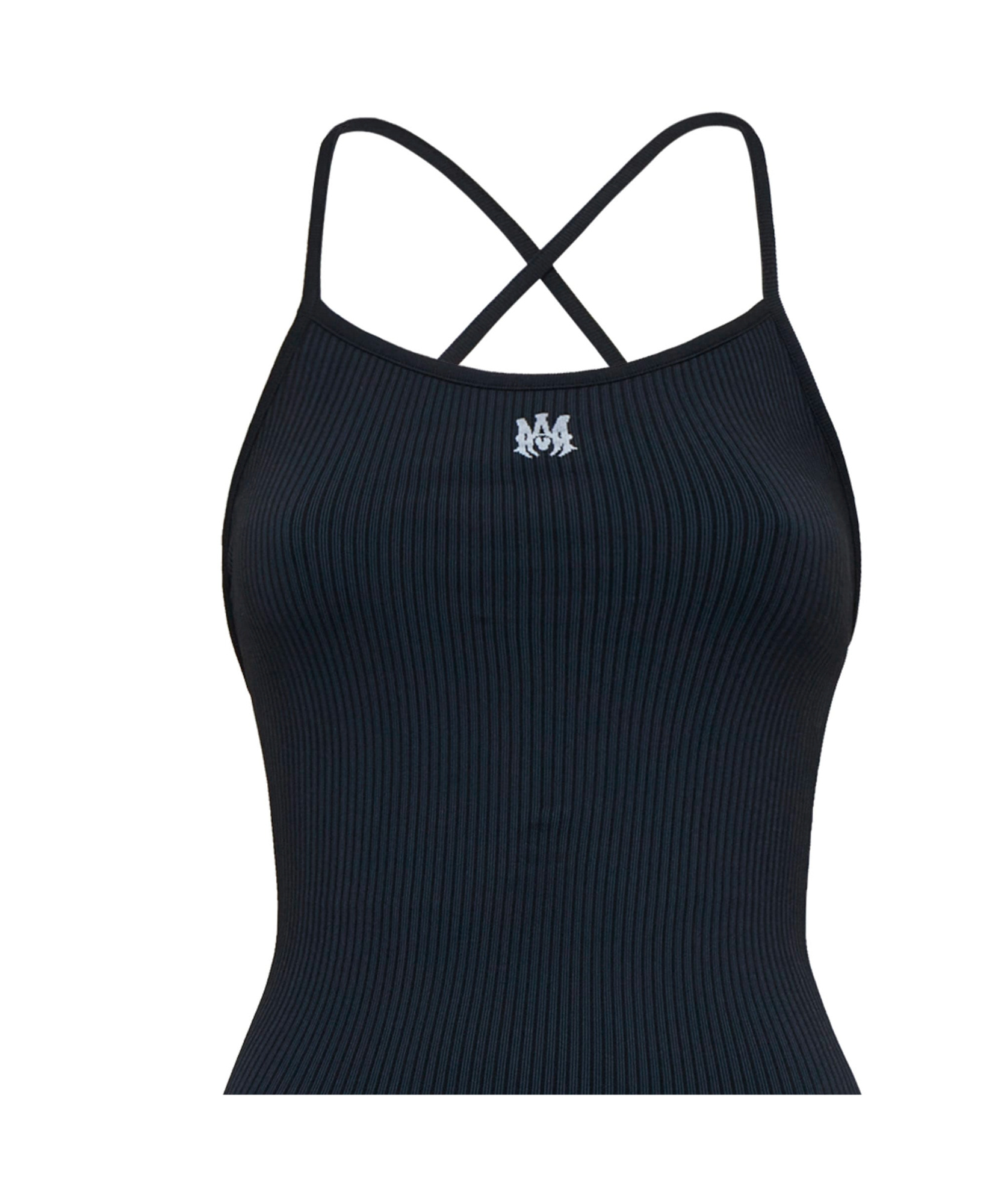 Amiri Black Ma Ribbed Seamless Romper In Black